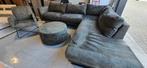 Groene Velvet Hoekbank Set + Poef & Stoel, Huis en Inrichting, Ophalen of Verzenden