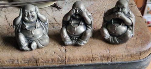 3 Vintage Messing Boeddha's Hotei-beeldjes (brocante), Huis en Inrichting, Woonaccessoires | Boeddhabeelden, Gebruikt, Ophalen of Verzenden