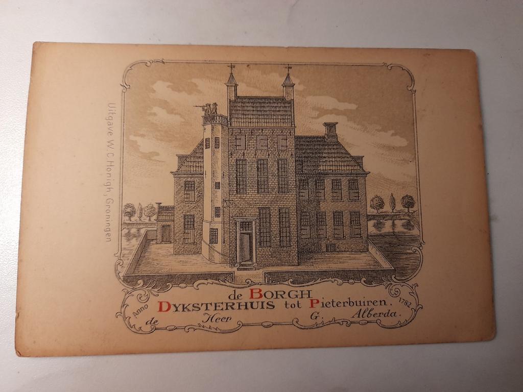 Oude briefkaart borg Dycksterhuis te Pieterburen, Verzamelen, Ansichtkaarten | Nederland, Ophalen of Verzenden, Voor 1920, Ongelopen