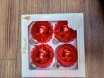 Rode Kerstballen - Set van 4, Overige materialen, Nieuw, Ophalen of Verzenden, Kaars