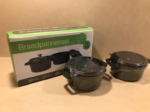 2 stuks NIEUWE aluminium mini braadpannetjes / mini cocotte, Huis en Inrichting, Keuken | Potten en Pannen, Nieuw, Overige typen