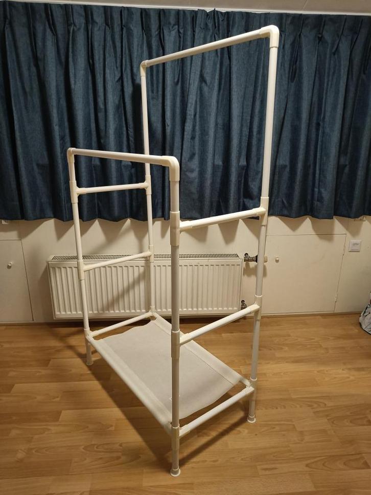 Kledingrek off-white, licht metalen buizen, met plank, Kleding | Dames, Kledingrekken, Zo goed als nieuw, Ophalen