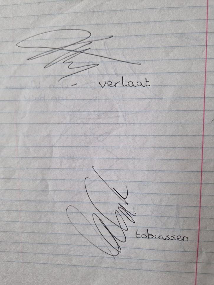 schrift  met  handtekeningen  Ajax-spelers   90er jaren, Verzamelen, Sportartikelen en Voetbal, Gebruikt, Overige typen, Ajax
