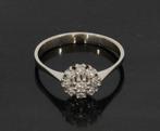 Rozet 9 diamanten fraaie 14k wit gouden dames ring briljant, Sieraden, Tassen en Uiterlijk, Ringen, 18 tot 19, Voordeelsieraden