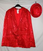 Leuk rood/glitter CARNAVAL/GLITTER/PARTY jasje + hoedje 1, Ophalen, Carnaval, Maat 48/50 (M), Kleding