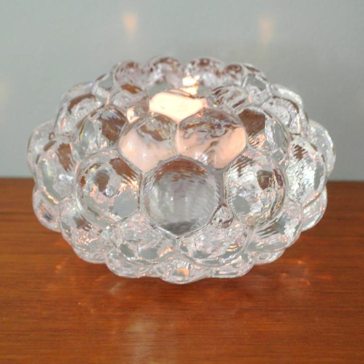 XL Orrefors Kosta Boda KANDELAAR raspberry kristal Zweden, Huis en Inrichting, Woonaccessoires | Kandelaars en Kaarsen, Gebruikt