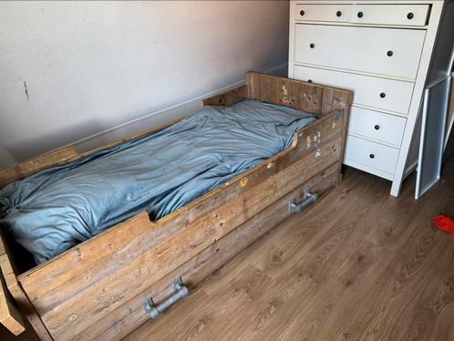Gratis steigerhouten bed, Huis en Inrichting, Slaapkamer | Bedden, Gebruikt, Eenpersoons, 90 cm, 200 cm, Steigerhout, Ophalen