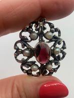 V939 Prachtige zilveren hanger granaat parel, Sieraden, Tassen en Uiterlijk, Antieke sieraden, Ophalen of Verzenden, Zilver, Hanger