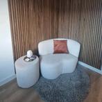 NIEUW set WOOOD Stone fauteuil + Sara poef crème bouclé, Huis en Inrichting, Ophalen, Eenpersoons, Nieuw, 75 tot 100 cm