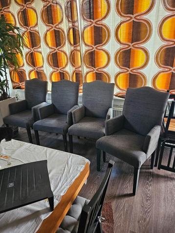 GRATIS eetkamerstoelen stoelen grijze stof en hout beschikbaar voor biedingen