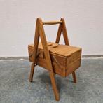 Vintage naaikastje opbergbox teakhouten naaitafeltje kist, Ophalen of Verzenden, Huis en Inrichting