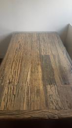 Design eettafel – glas, massief hout & metalen poten, Ophalen, 200 cm of meer, Vijf personen of meer, 200 cm of meer