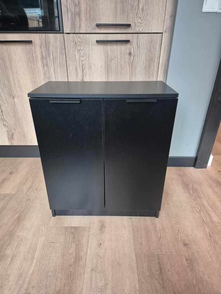 2 Zwarte Dressoir Kasten - 60x30x70 cm, Huis en Inrichting, Kasten | Dressoirs, Gebruikt, 50 tot 100 cm, 25 tot 50 cm, Met deur(en)