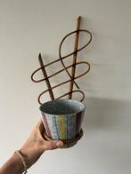 Vintage bamboe planthanger met potje, Overige materialen, Gebruikt, Minder dan 30 cm, Binnen