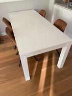 Mooie witte eettafel met 4 stoelen, Huis en Inrichting, Tafels | Eettafels, Ophalen of Verzenden, Zo goed als nieuw, Rechthoekig