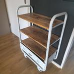 Industriële trolley wit mangohout, Huis en Inrichting, Gebruikt, Ophalen