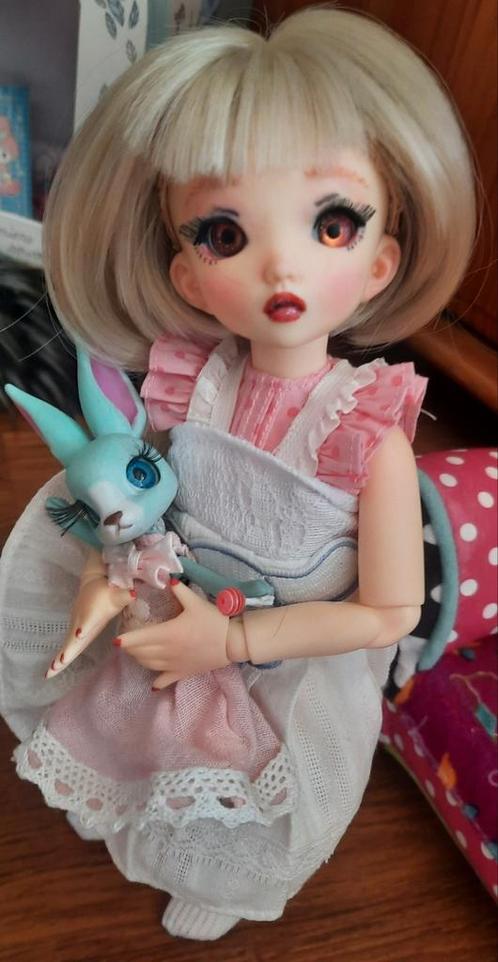 Bjd hars 13 cm gecustumized lapin doll., Verzamelen, Poppen, Zo goed als nieuw, Pop, Ophalen of Verzenden