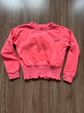 Cropped sweater maat 134/140 (roze xoxo korte trui) beschikbaar voor biedingen