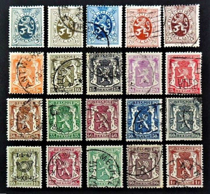 België : 20 wapentjes zegels - jaren '30 en '40, Postzegels en Munten, Postzegels | Europa | België, Gestempeld, Ophalen of Verzenden