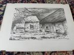 Tekening van J. H. Hardeveld uit 1998, Boerderij en Bakhuisj, Minder dan 50 cm, Tekening, Ophalen of Verzenden, Zo goed als nieuw