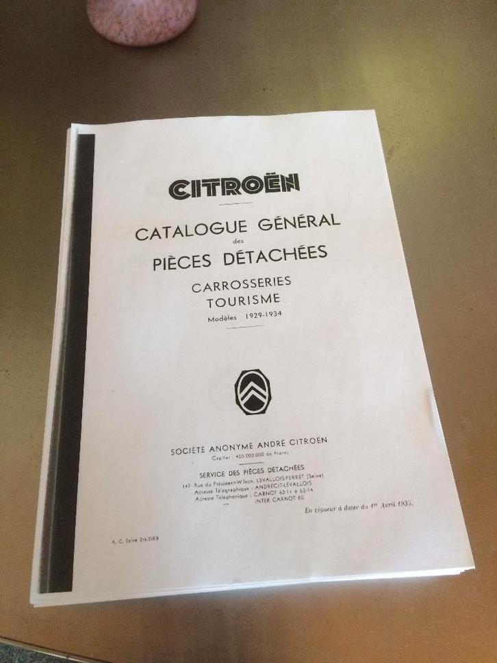 ac4 citroen general piece detachees carosserie 1929-1934 old, Motoren, Handleidingen en Instructieboekjes, Overige merken, Ophalen of Verzenden