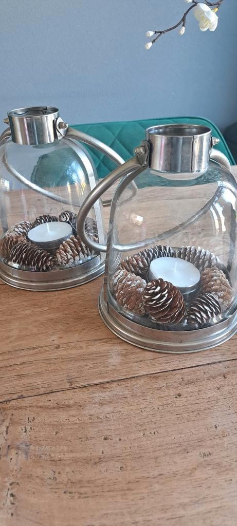 rivièra maison Barcelona hurricane windlicht 2 stuks - glas, Huis en Inrichting, Woonaccessoires | Kandelaars en Kaarsen, Zo goed als nieuw