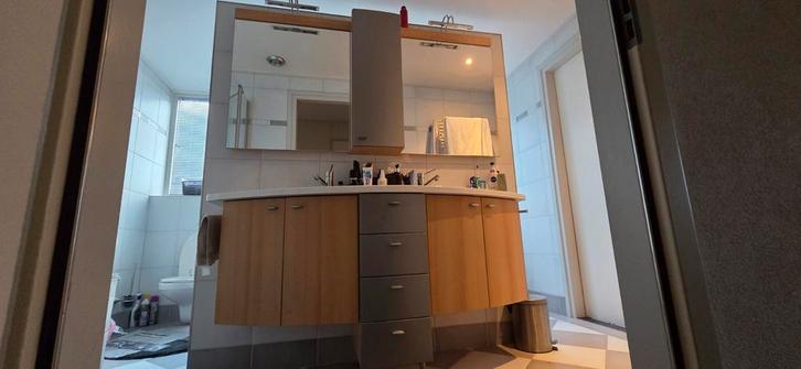 Badkamermeubel met 2 wasbakken/spiegels, Huis en Inrichting, Badkamer | Badkamermeubels, Gebruikt, Wastafelkast, 200 cm of meer