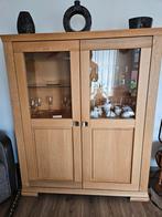 Blank eiken buffetkast/vitrinekast, Ophalen, Zo goed als nieuw, 25 tot 50 cm, 200 cm of meer