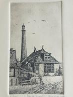 Anna Doedijns Ets Vuurtoren Lange Jaap Den Helder, Antiek en Kunst, Kunst | Etsen en Gravures, Ophalen of Verzenden