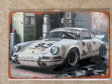 Vintage Porsche 911 metalen bord formaat A4 (21x29 cm) beschikbaar voor biedingen
