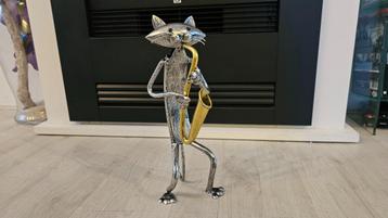 Superleuke Metalen Kat Met Trompet! NIEUW! beschikbaar voor biedingen