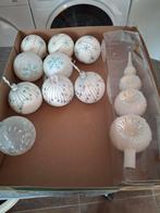 Glazen witte kerstballen en piek, Ophalen of Verzenden, Zo goed als nieuw