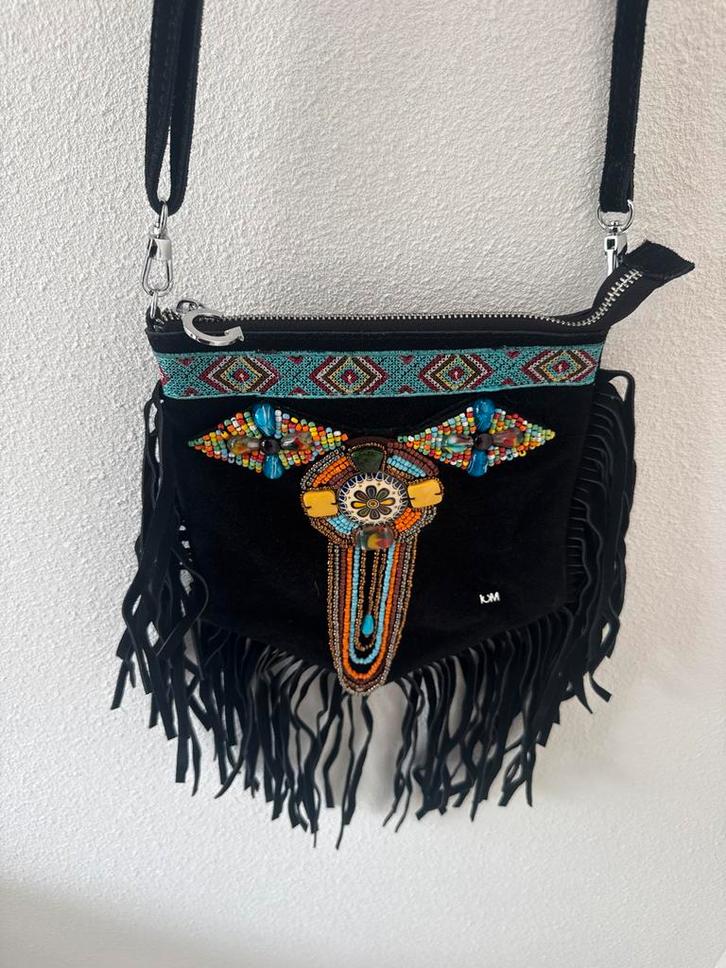 Ibiza Stijl Schoudertasje, Sieraden, Tassen en Uiterlijk, Tassen | Damestassen, Zo goed als nieuw, Schoudertasje, Zwart, Ophalen