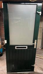 Hardhouten voordeur groen, Ophalen, Gebruikt, 200 tot 215 cm, Glas