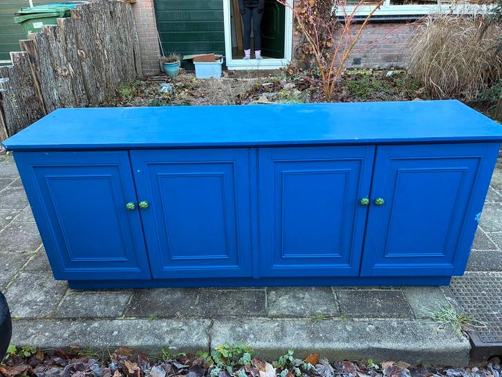 Kobaltblauw Dressoir - 183cm Breed, Huis en Inrichting, Kasten | Dressoirs, Gebruikt, 150 tot 200 cm, 25 tot 50 cm, Met deur(en)