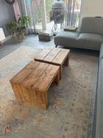 2 Steigerhouten Salontafels - Set, Huis en Inrichting, Tafels | Salontafels, Ophalen, Gebruikt, Vierkant, 50 tot 100 cm