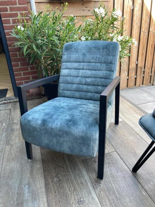 Fauteuil Stof Niagara Grijs Blauwe kleur, Huis en Inrichting, Fauteuils, Gebruikt, Hout, Stof, 50 tot 75 cm, 75 tot 100 cm, Ophalen