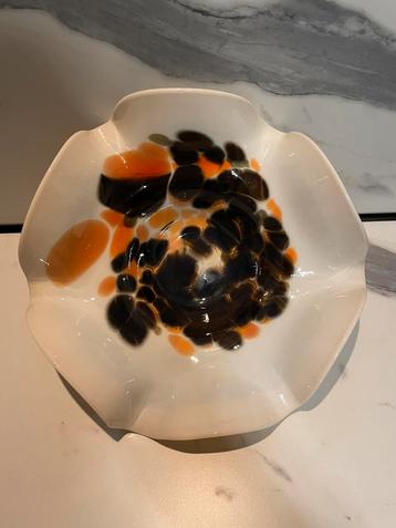 Glaskunst meerkleurige disign schaal Murano glas 29cm beschikbaar voor biedingen