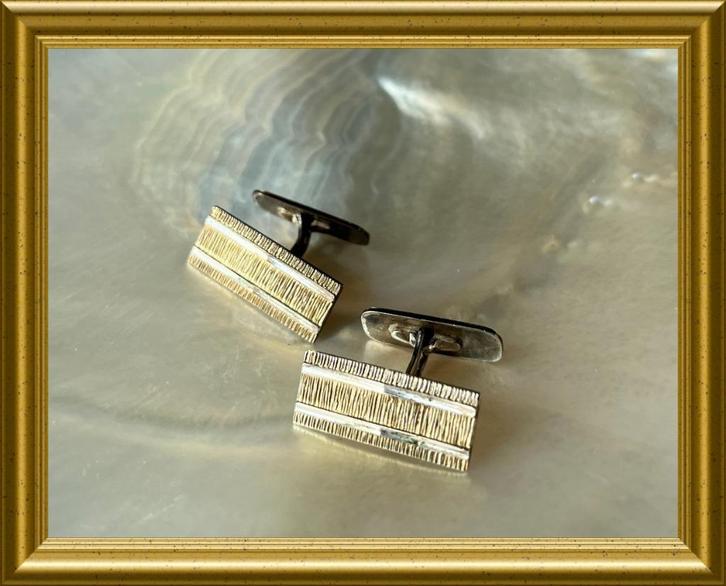 Verguld zilveren manchetknopen, Sieraden, Tassen en Uiterlijk, Manchetknopen, Gebruikt, Zilver, Verguld, Ophalen of Verzenden