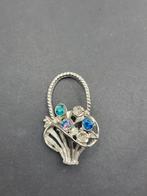 Vintage bloem broche, Overige materialen, Blauw, Ophalen of Verzenden, Zo goed als nieuw