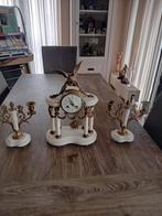 Antiek marmer Klokkenstel met Kandelaars - Perfecte Staat!, Antiek en Kunst, Antiek | Klokken, Ophalen of Verzenden