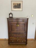 Antiek bureau / secretaire van massief hout met veel lades, Huis en Inrichting, Ophalen, Gebruikt, Massief hout