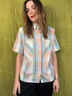 Vintage blouse, maat 40/L - pastelkleuren - blokjes - 90's, Maat 38/40 (M), Overige kleuren, Ophalen of Verzenden, Vintage