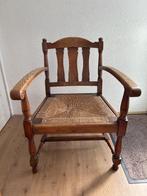 Eikenhouten stoel met rieten zitting, Huis en Inrichting, Stoelen, Riet of Rotan, Gebruikt, Bruin, Verzenden