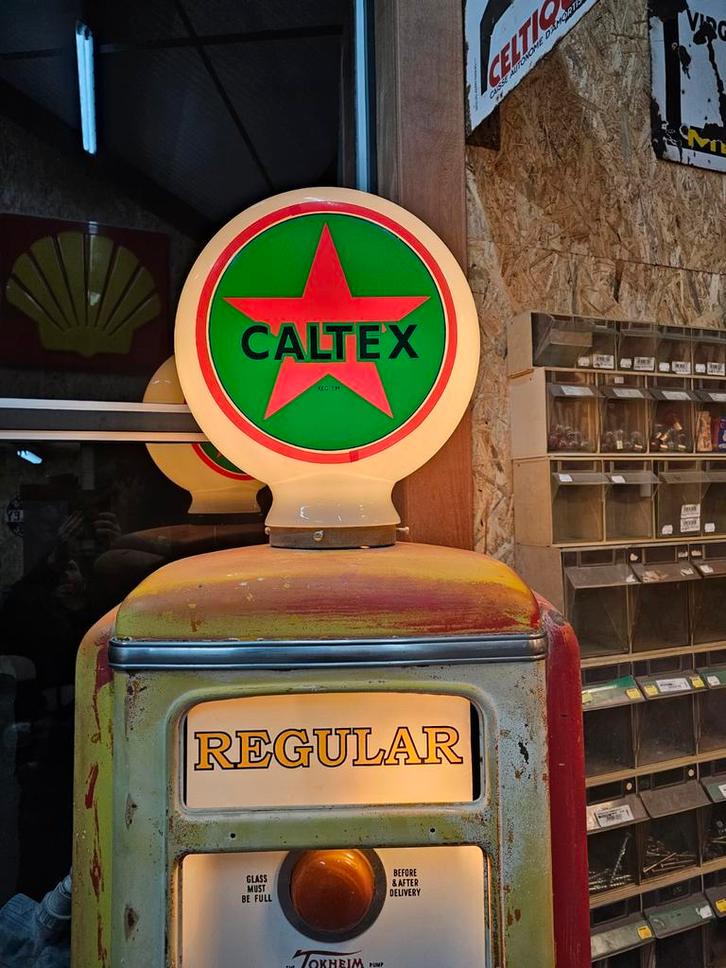 Benzinepomp Globes: Caltex, BP, Shell, Texaco, Antiek en Kunst, Antiek | Overige Antiek, Ophalen of Verzenden
