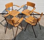 54 x Vintage schoolstoelen houten cafestoelen Gispen Ahrend, Ophalen of Verzenden, Zo goed als nieuw, Bruin, Vijf, Zes of meer stoelen