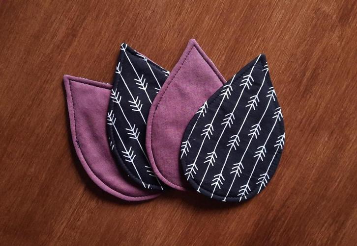 Katoenen onderzetters - Druppelvorm 4 stuks - paars/zwart, Huis en Inrichting, Woonaccessoires | Onderzetters, Nieuw, Glas of Kopje