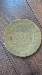 Vintage messing bordje met Indonesische gravure, Ophalen of Verzenden