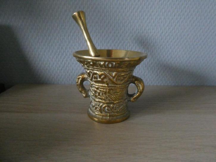 messing bakje met vijzel, Antiek en Kunst, Antiek | Koper en Brons, Ophalen of Verzenden