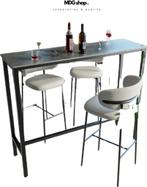 Bartafels - Bartafel keuken - Donker grijs - Met zwart metal, Verzenden, Nieuw